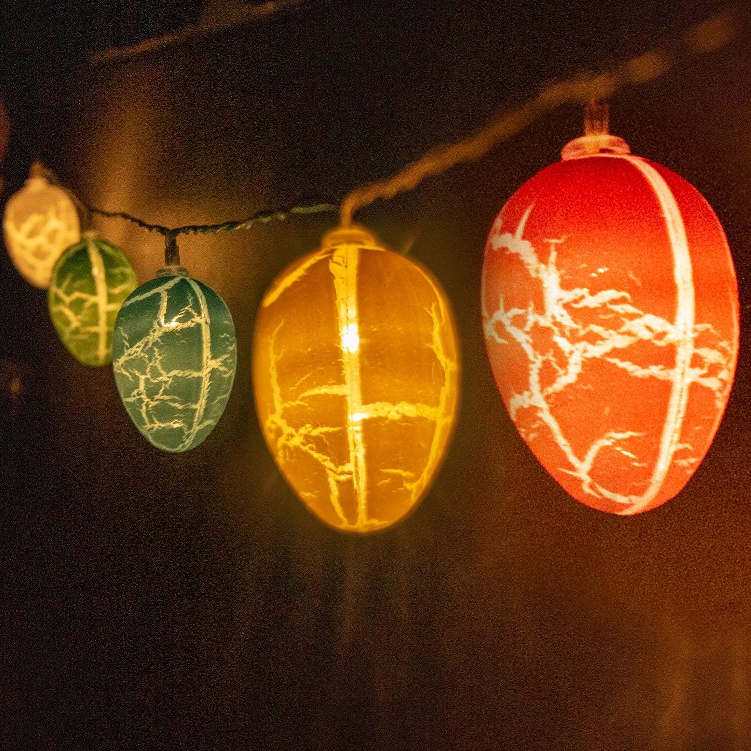 (4,9 piedi/1,5 m) Decorazioni per uova di Pasqua Luci fatate a tema pasquale con 10 uova colorate alimentate a batteria Decorazioni pasquali per fes - 3
