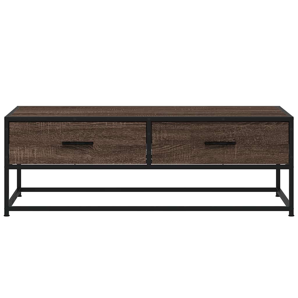 Table basse chêne marron 100x50x35cm bois d'ingénierie et métal - 5
