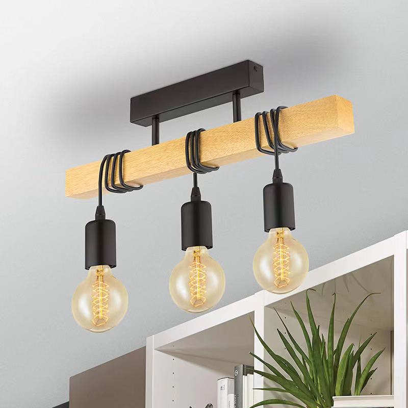 Lustre à 3 têtes, suspension vintage, plafonnier rustique, suspension en métal, éclairage d'îlot, hauteur réglable, 55 cm - 8