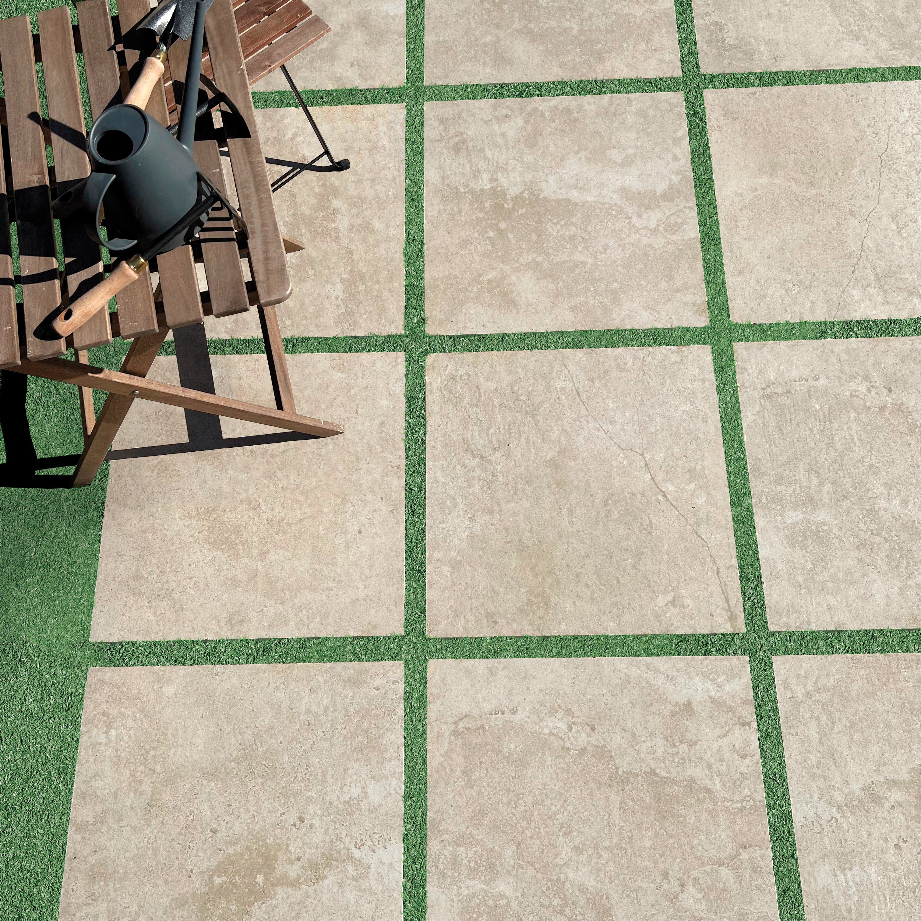 Lot 2 Dalles - 60x60 cm Ép. 20 mm effet travertin extérieur R11 - ALLOCARRELAGE - 2