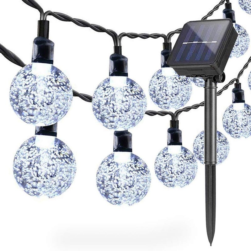 Lampki solarne, lampki solarne, 12 metrów, 100 diod LED, lampki dekoracyjne na święta (zimne białe światło)