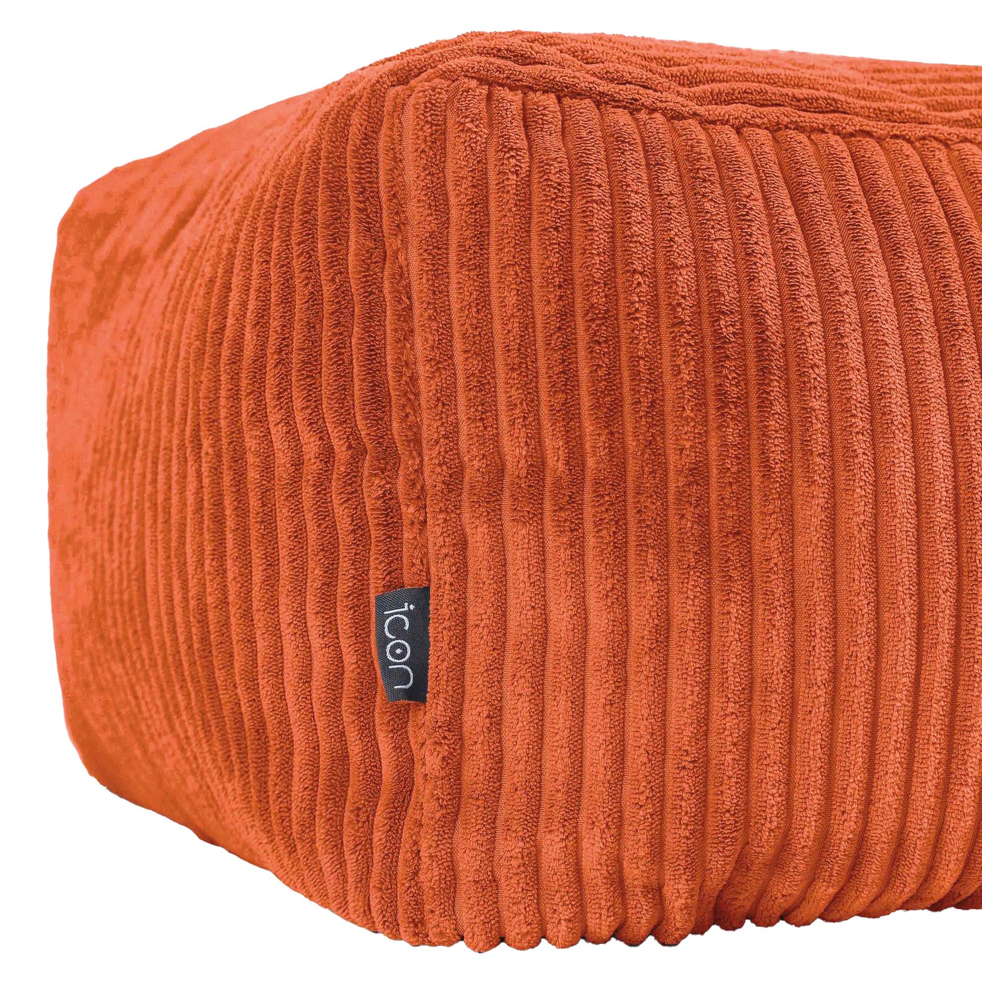 Pouf repose-pieds Icon carré velours côtelé orange terracotta, salon, chambre, 40x40cm, Made in Allemagne, Oeko-Tex® - 5