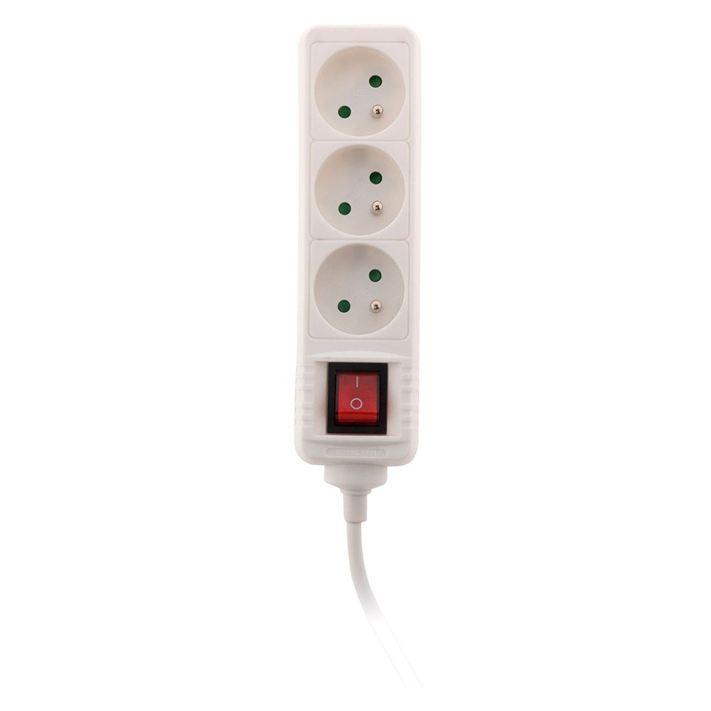 Bloc multiprise 3 prises 16A 2P+T interrupteur - blanc - Zenitech - 2