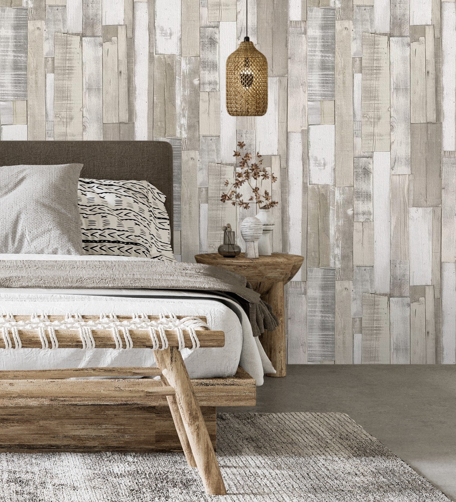 Papier peint planche de bois style nordique texturé beige gris - Suances 6219 de GAULAN - Rouleaux de 10 m x 0,53 m - 4