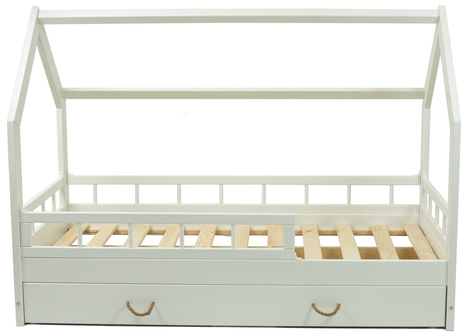 Lit enfant avec barrière de sécurité amovible blanc et gris Moly Lit enfant avec barrière de sécurité amovible blanc et gris Moly