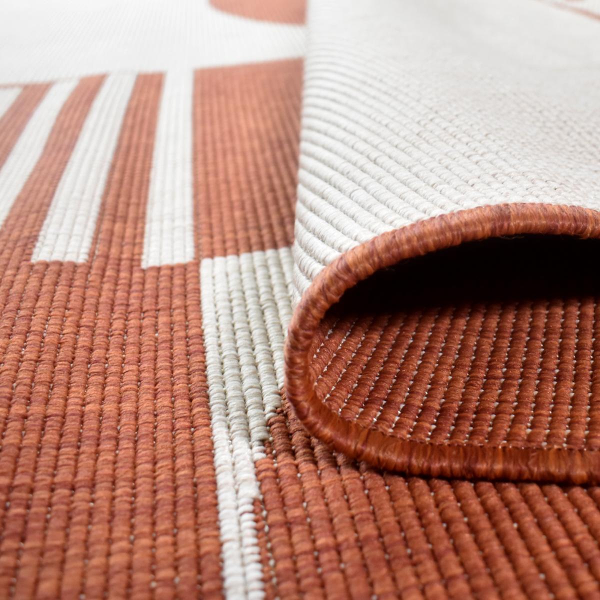 Tapis extérieur, kilim reversible 200x290 LYN2 BF REVERSIBLE Terracota et crème - 7