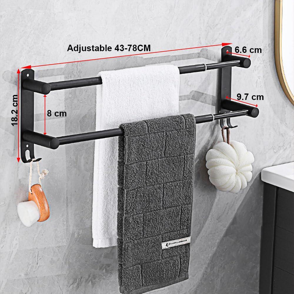 JUMUAA Lot 2 Porte-Serviettes Adhésifs Rétractables Yoyo Towels - 65 Cm Zinc Antirouille