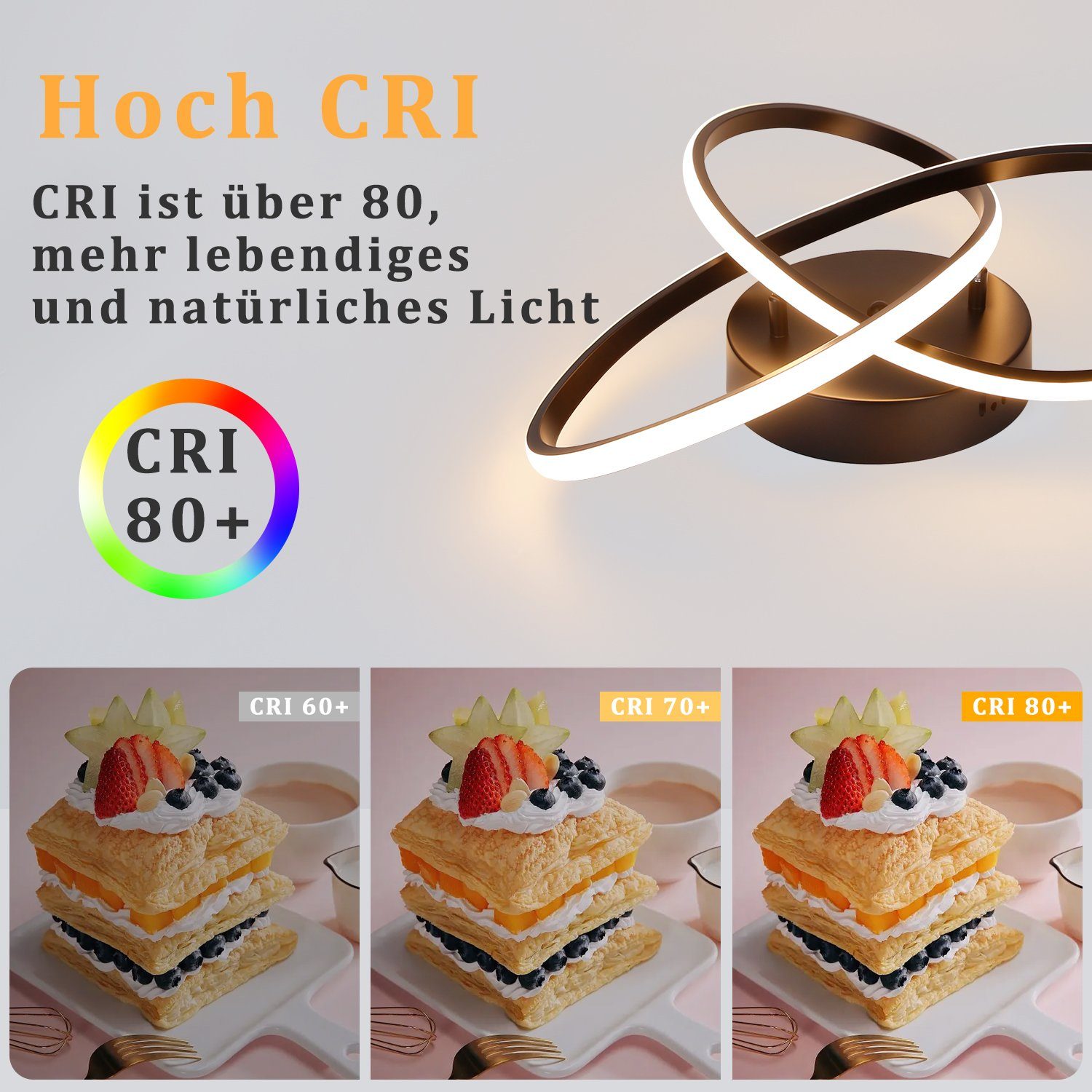 NETTLIFE Lampa sufitowa LED ściemnialna 33W Czarna lampa z pilotem Nowoczesna lampa do sypialni 40cm do salonu, przedpokoju, gabinetu - 6