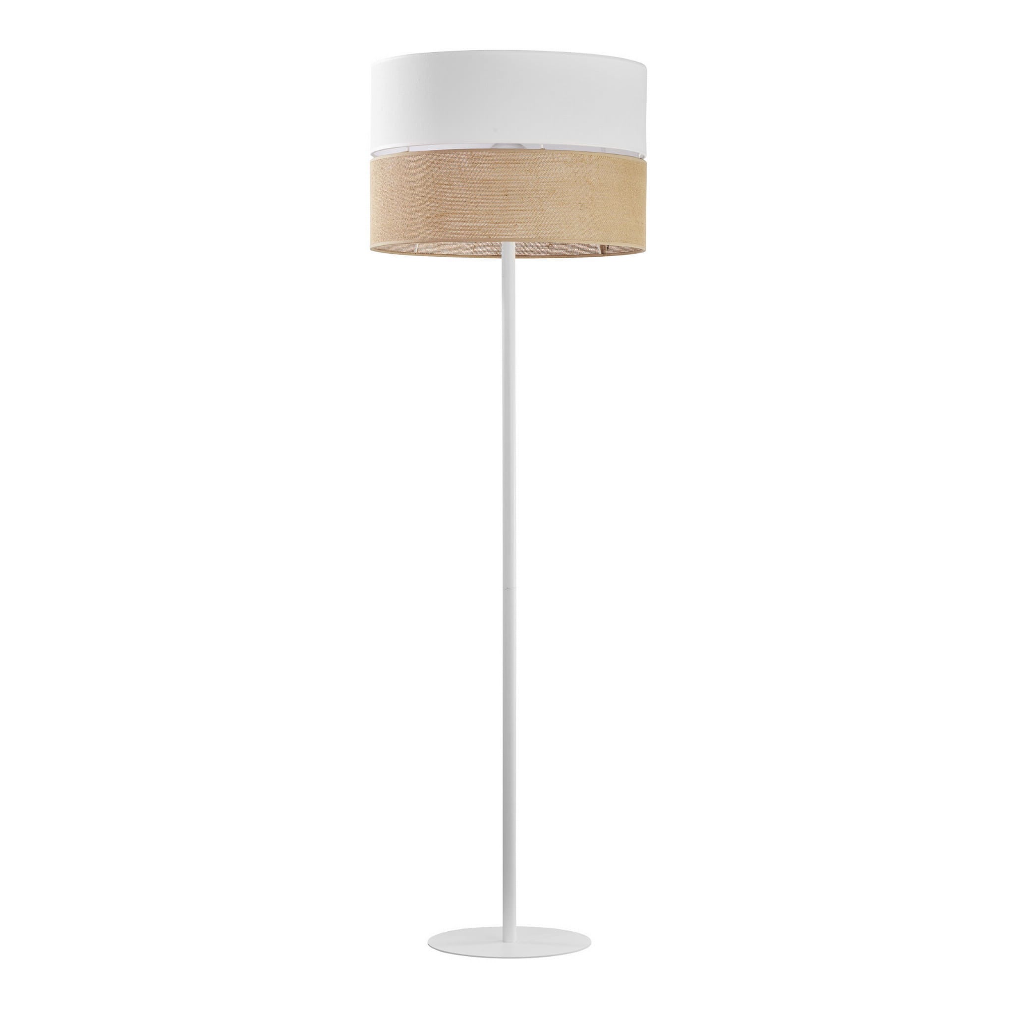 Lampa podłogowa stojąca Linobianco biało-beżowa 1xE27x15W wym: 159 x 50 x 50 cm tkanina TK Lighting
