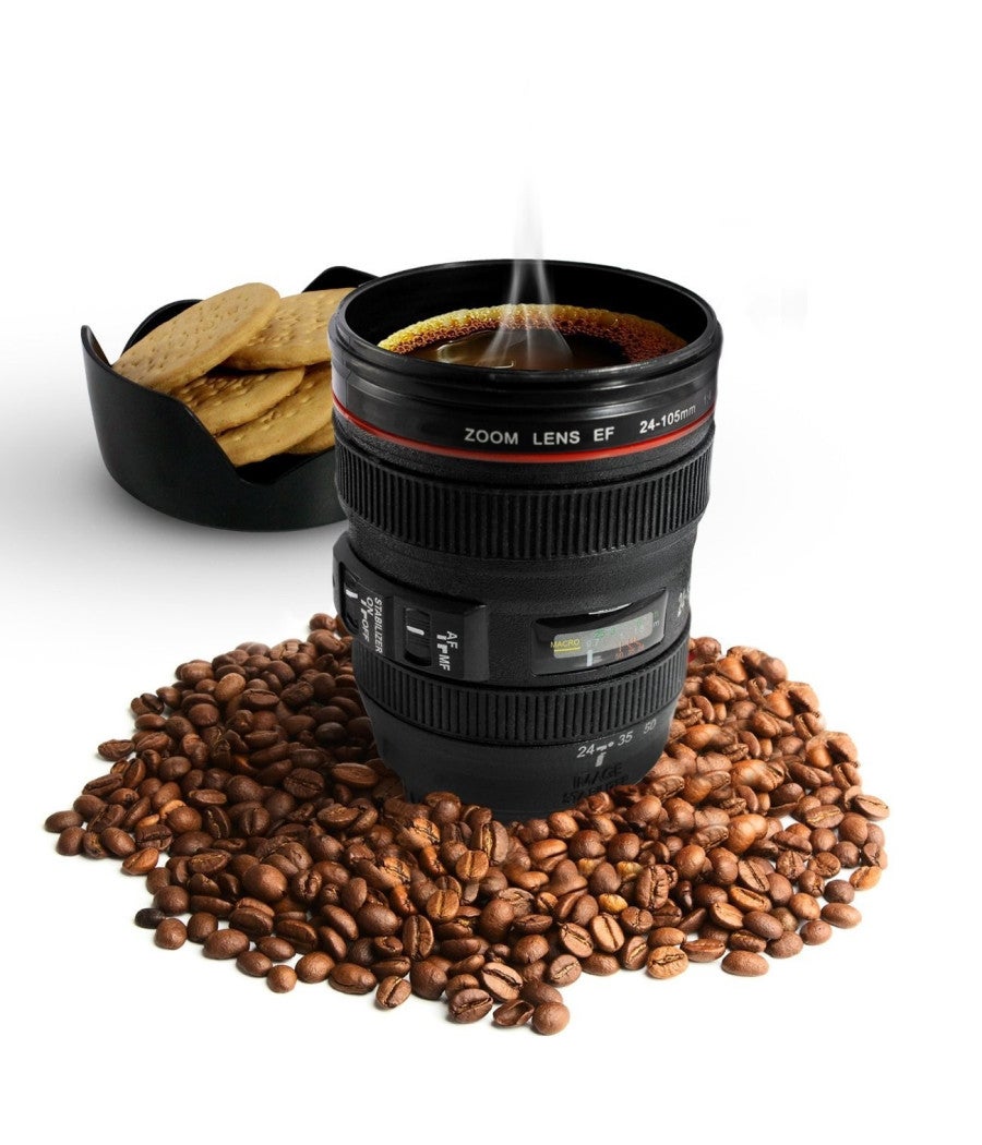 Trade Shop - Tazza Per Bevande A Forma Di Obiettivo Di Macchina Fotografica Con Coperchio - - 3