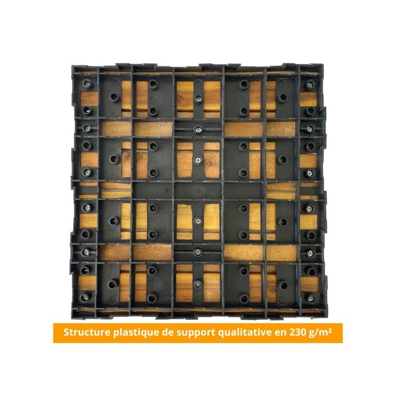 Dalle en bois acacia huilé Snap & Go (lot de 4) - Chêne moyen 30 x 30 cm - 4