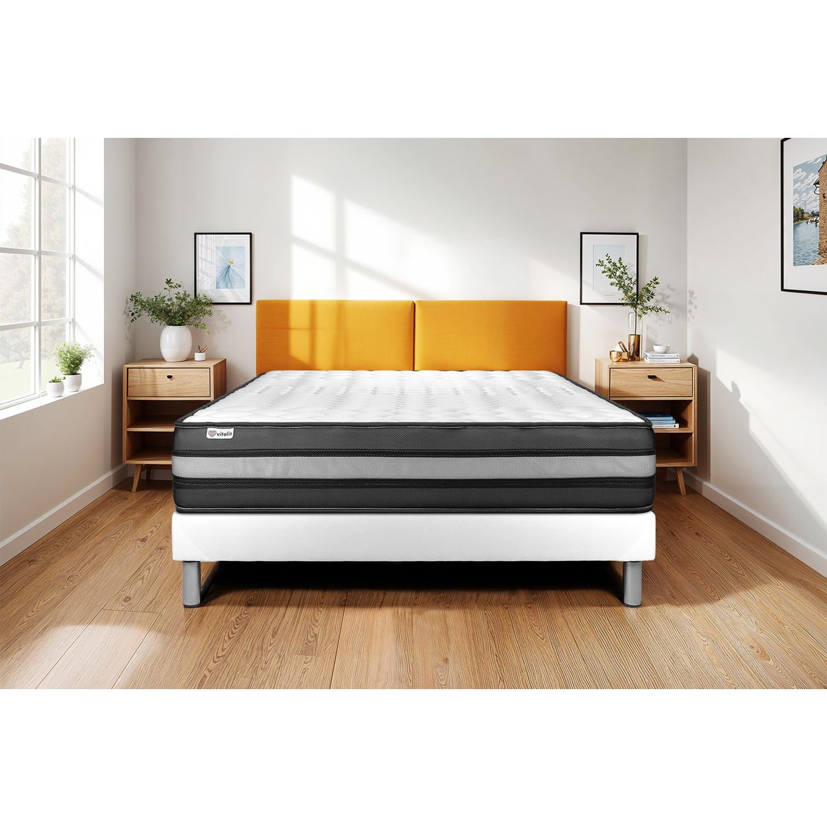 Conjunto VITAL POWER ZEN 140 x 190 cm somier Kit blanco | Leroy Merlin