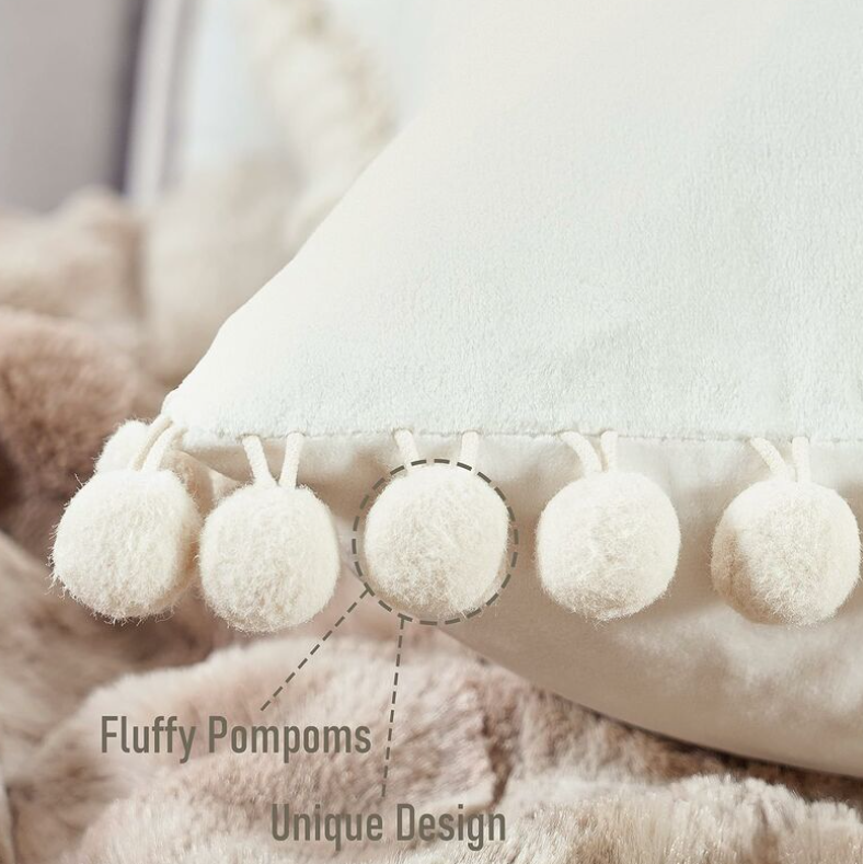 Housse Coussin 30x50 cm Blanc Moutarde Decoration Salon Maison Scandinave Lot de 2 Protege Oreiller Velours Doux Double Face Rectangulaire à Couleur U - 2