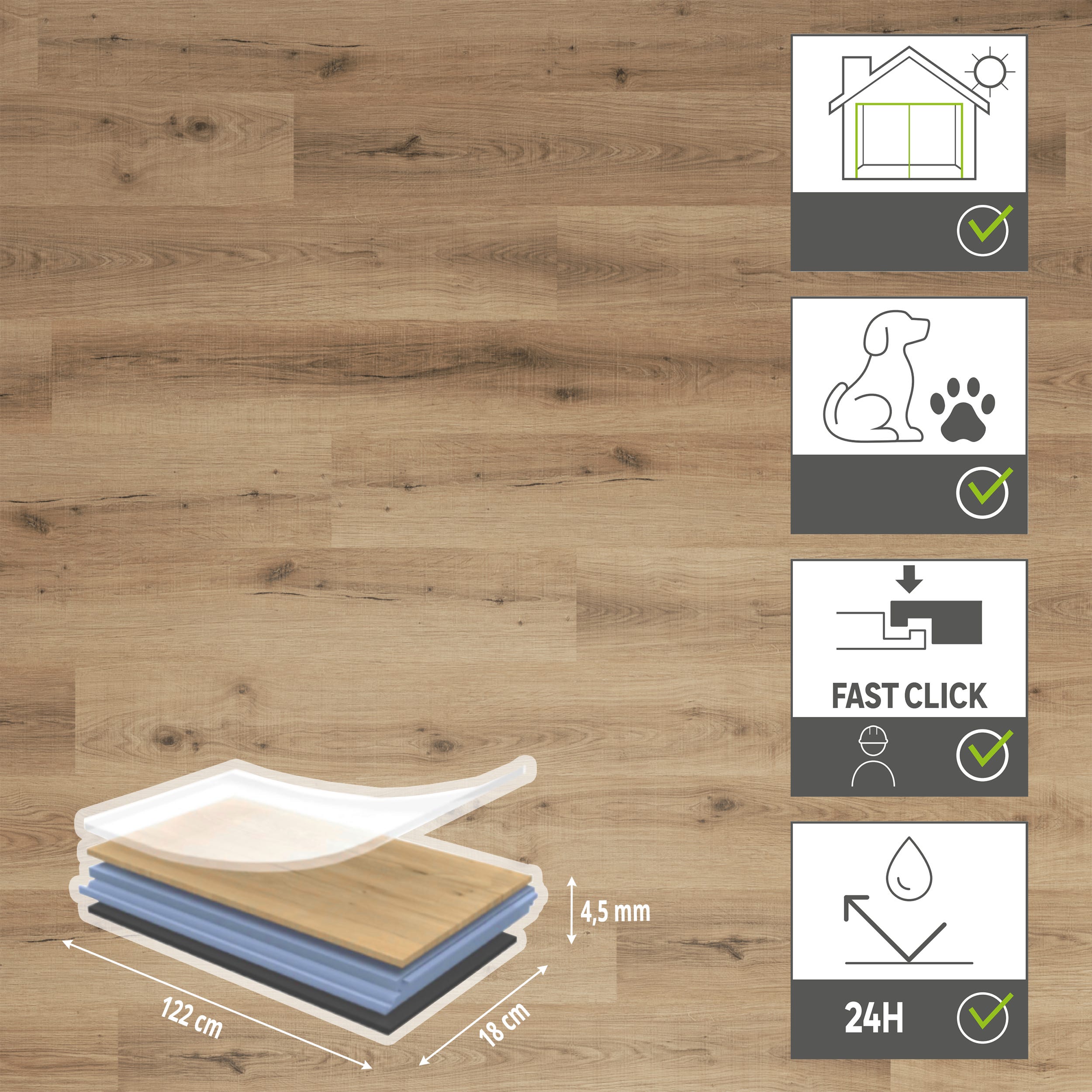 Pavimento In PVC Al Metro - H100 Cm, Spessore 1mm | Design Legno Shabby Chic, Made In Italy - Foto 13