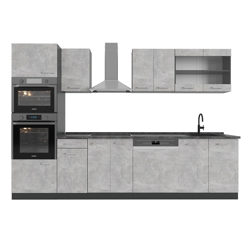 Cuisine Intégrée Vicco R-LINE 300 Cm - Bordeaux/Anthracite, Neuve