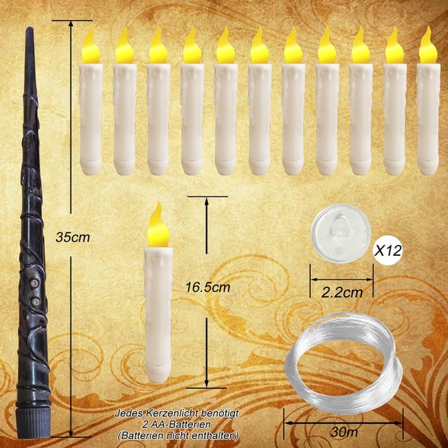 10 Candele Galleggianti LED Con Telecomando Bacchetta Magica 10 Candele Galleggianti LED Con Telecomando Bacchetta Magica
