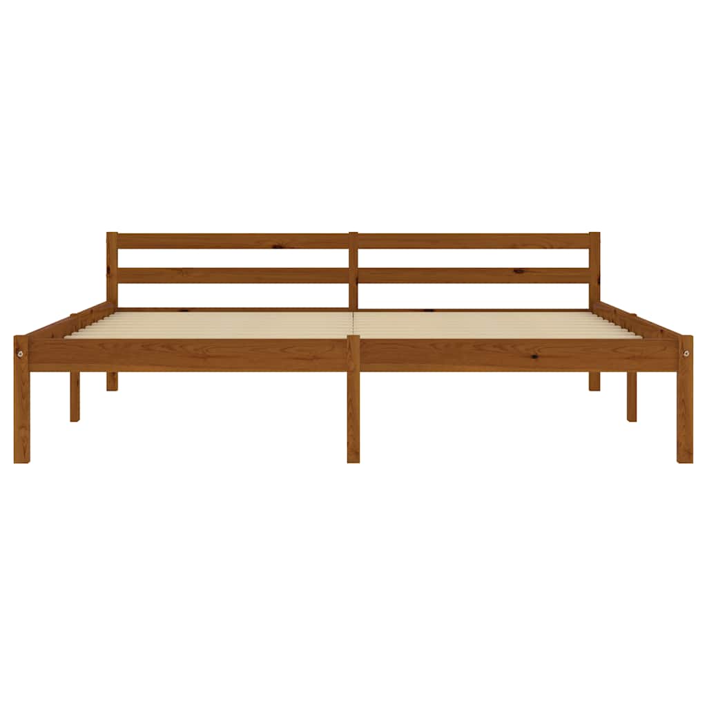 Cadre de lit sans matelas en bois massif de pin marron miel, pour la chambre, 160 × 200 cm - 4