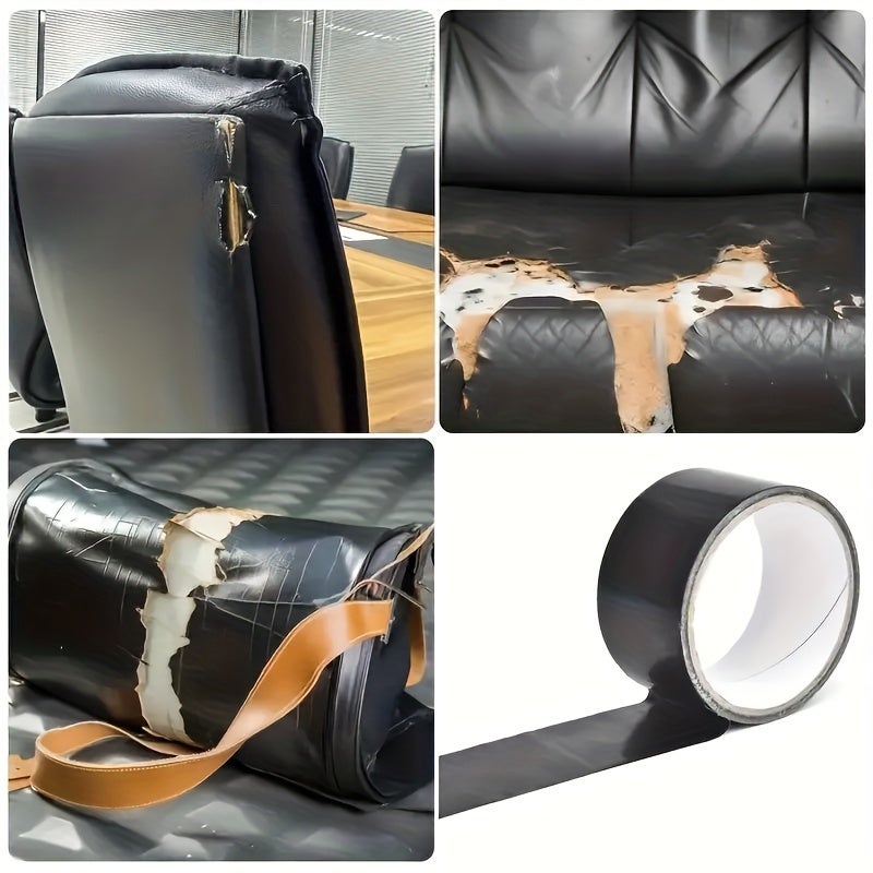 Ruban de réparation du cuir 1 pièce, autocollants de réparation du cuir pour meubles, canapé, siège de voiture, chaise de bureau, Kit, noir - 4
