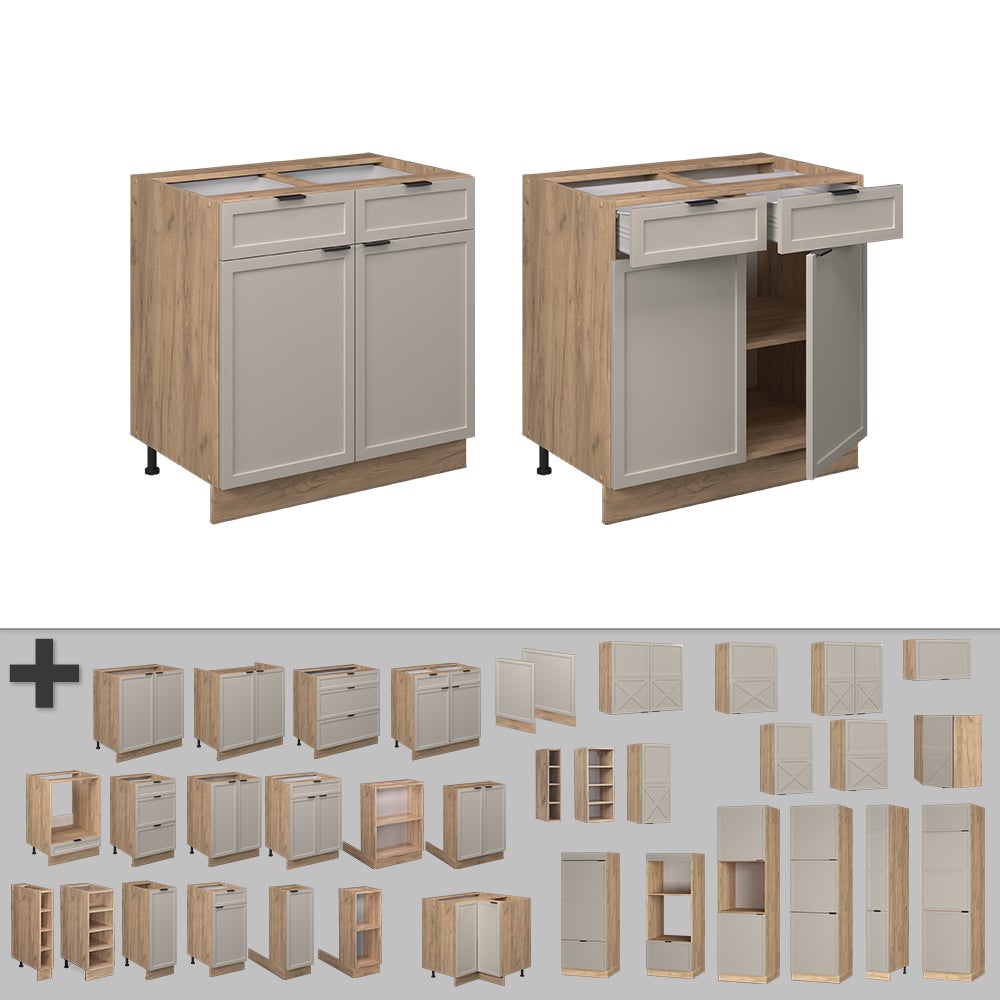 Vicco Meuble cuisine Fame-Line, GrisBeige, 80cm sans PT - 5