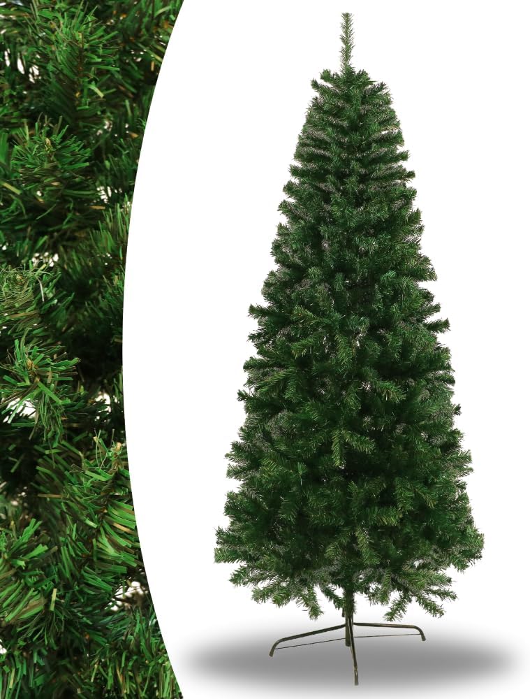 Albero Di Natale Innevato H.210 Cm Con Apertura Ad Ombrello
