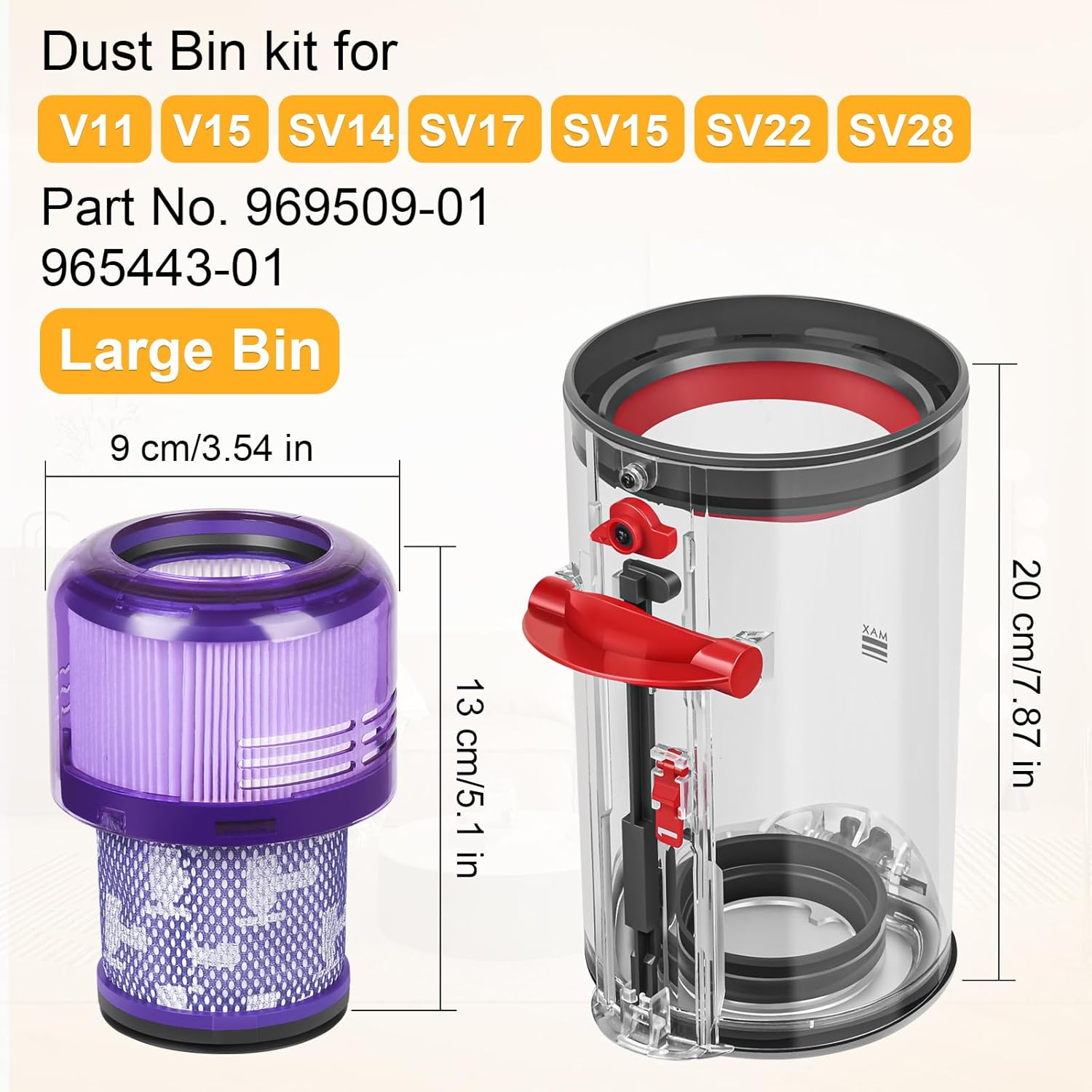 Poubelle Collecteur Réservoir pour Dyson V11 V15 SV14 SV17 Filtre Bac à Poussière Cuve Pièces Détachées Accessoires Conteneur Filtrante Rechange - 2