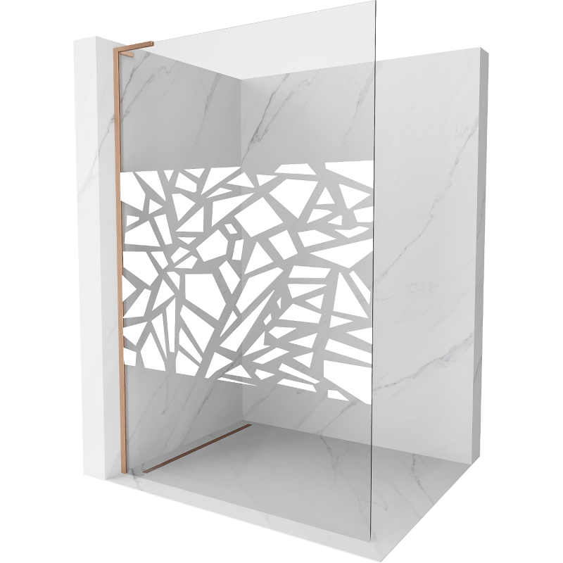 Mexen Kioto L ścianka prysznicowa Walk-in 70 x 200 cm, biały wzór, miedź szczotkowana - 800-070-103-65-85