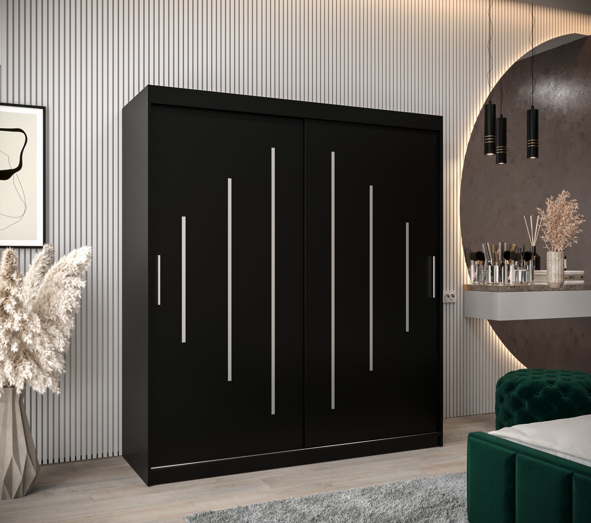 Szafa przesuwna garderoba York 180 x 62 x 200 cm Czarny - Abiks Meble