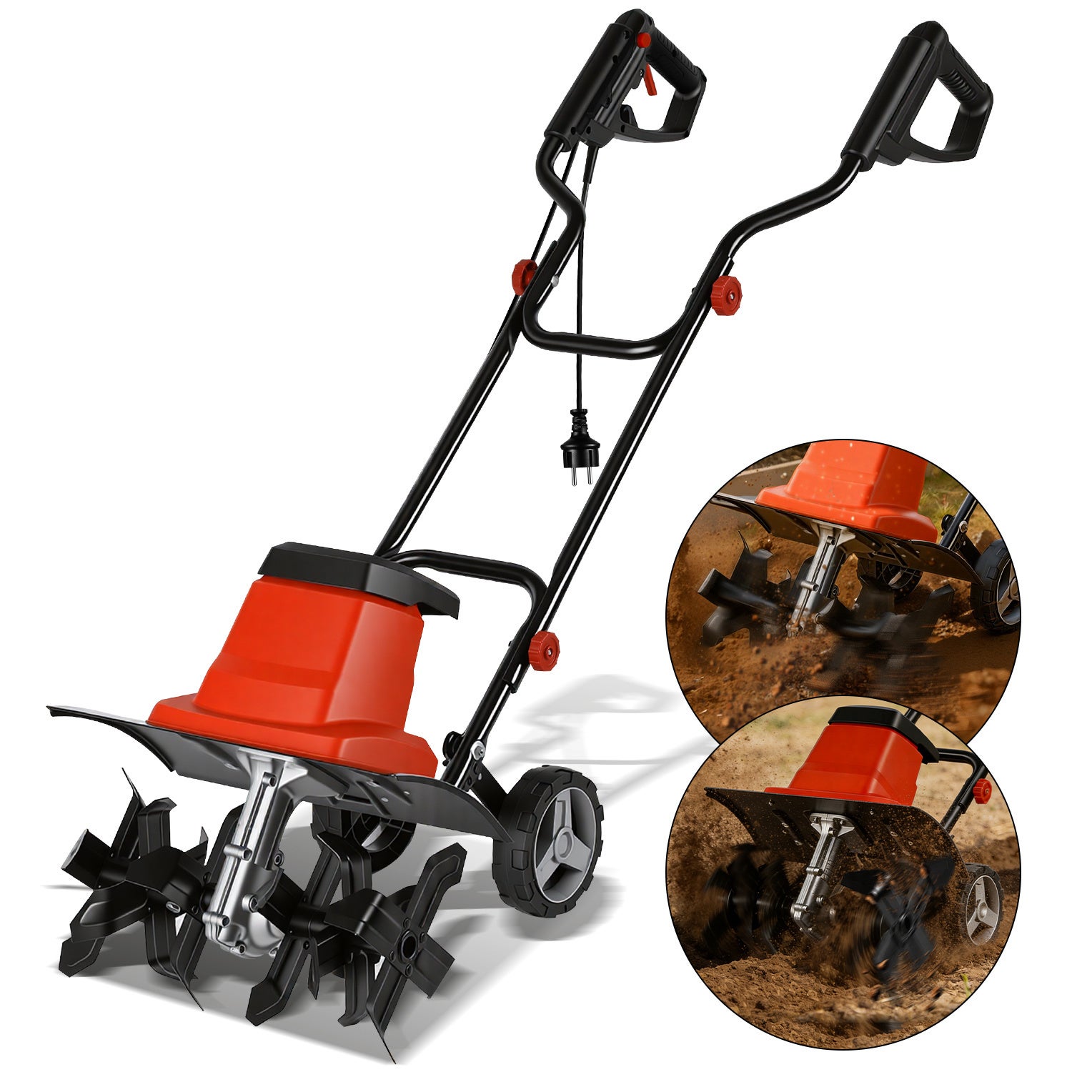 Motocultor eléctrico compacto de 1500 W con ruedas, ancho de trabajo de ...