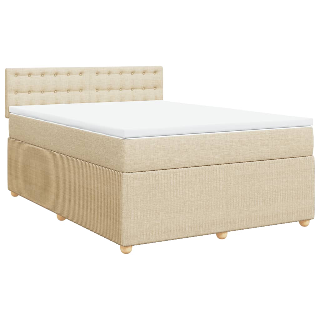 Cama box spring con colchón tela color crema 140x200 cm | Leroy Merlin