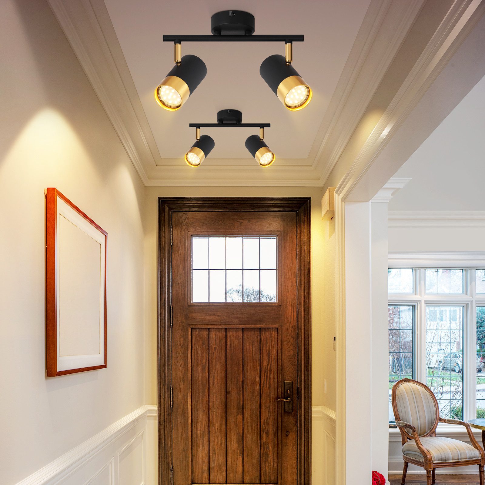 ZMH Spot de plafond 2 flammes-GU10 noir-or Moderne Lampe de plafond pour le salon - 9