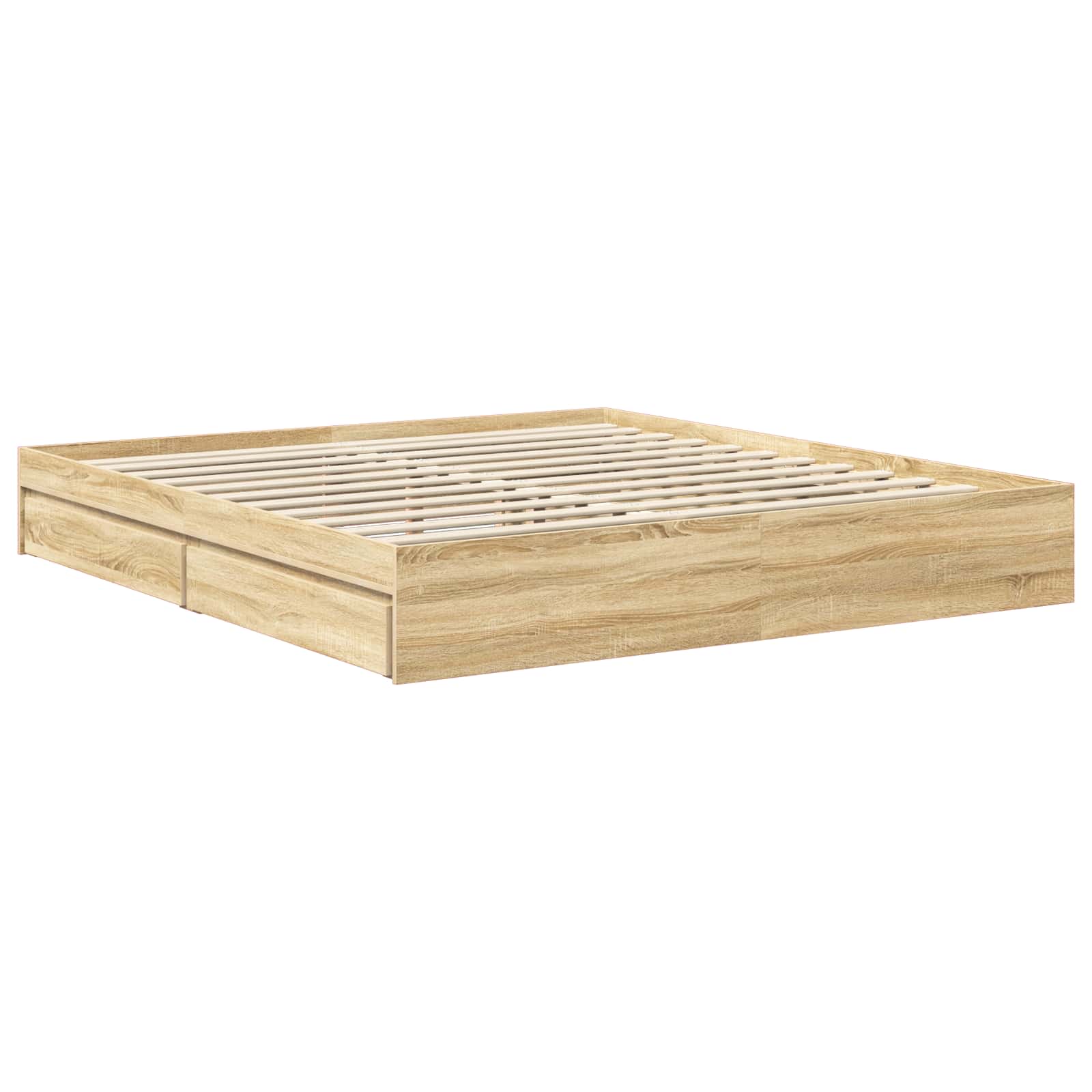 Lit de rangement chêne 180 x 200 cm panneau de bois - 6