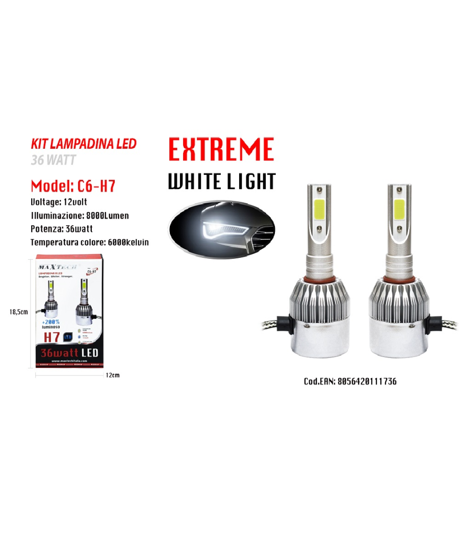 2 Lampadine H7 LED Per Auto - 30000LM, 6500K Bianco, 700% Più Luminose Delle Alogene - Foto 4