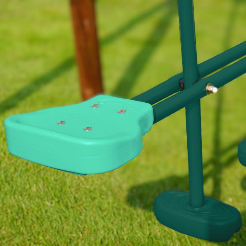 Portique en bois rond 2 agrès avec balançoire et face à face MENTHE - 9