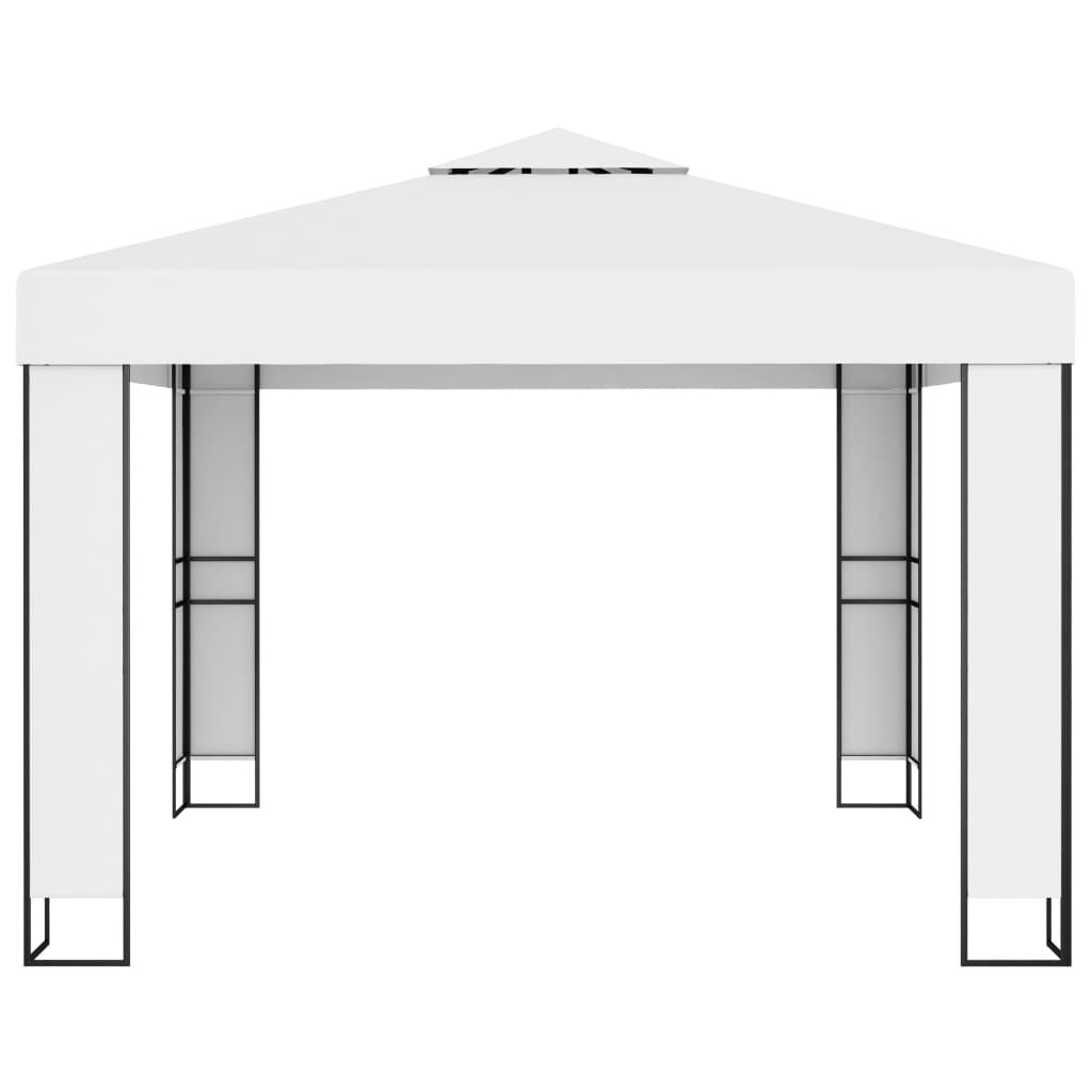 Gazebo con tetto doppio e stringa di luci led 3x3 m bianco - 5