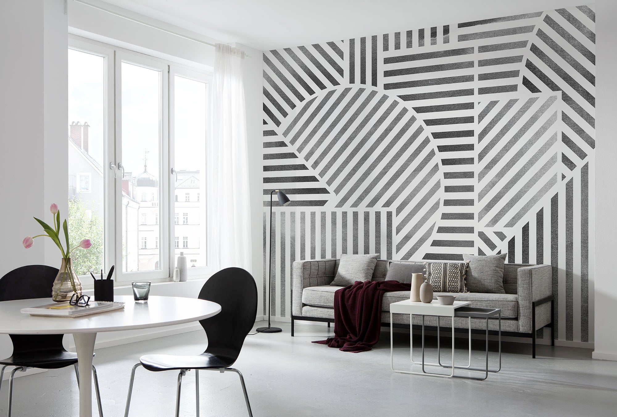 Papel pintado no tejido panorámico de komar - jeux de lignes - talla: 300 x 250 cm