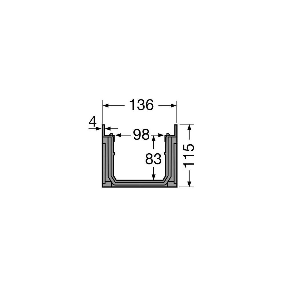 NICOLL Caniveau 1m polypropylène largeur 130 gris - 3