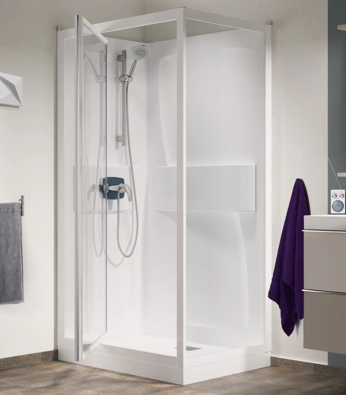 Kiamami Valentina - Cabine de douche d'angle avec cadre blanc 70x90 cm réversible - Venere | Venere