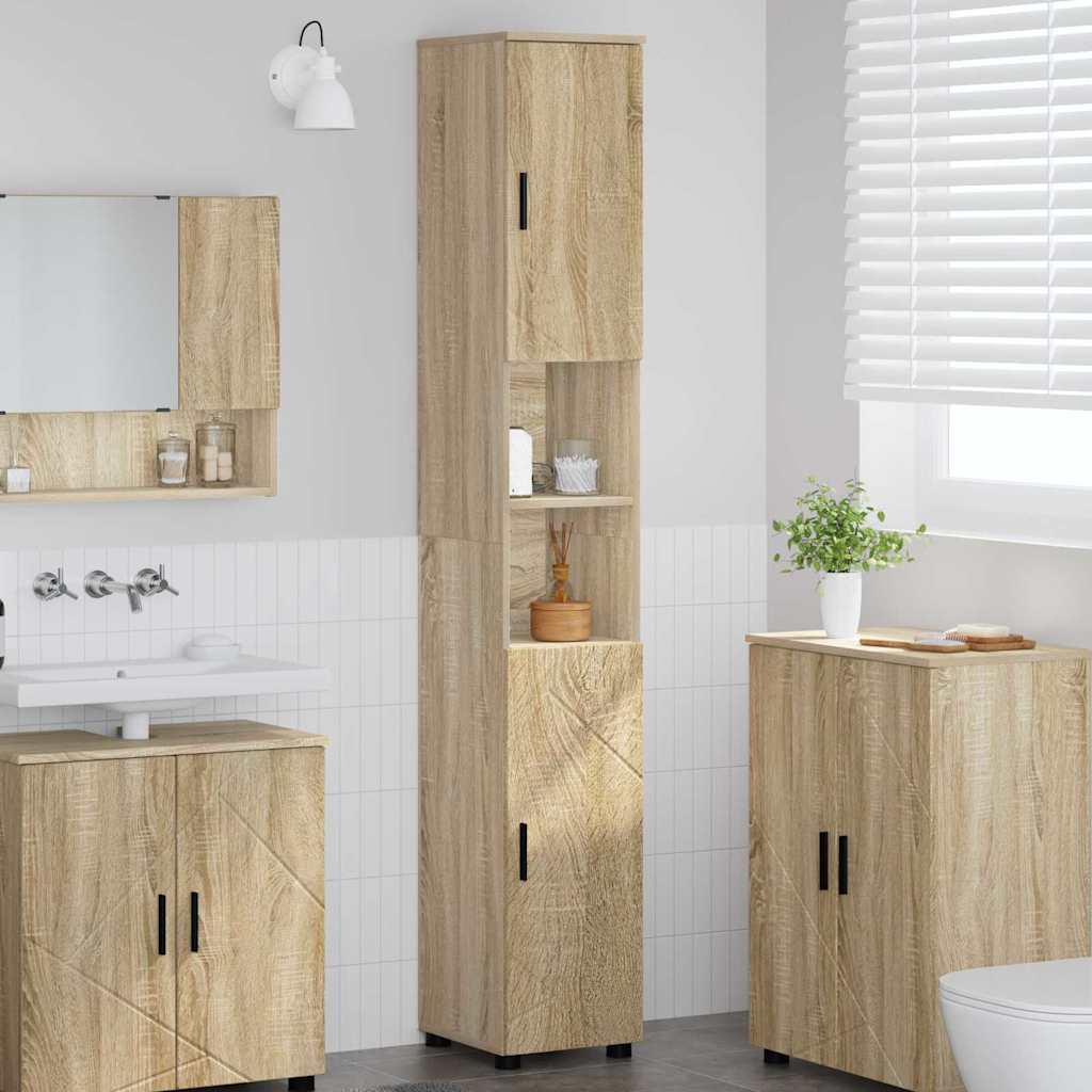 Vidaxl Mueble De Baño Alto Con Puerta Roble Sonoma 30 X 35 X 192 Cm , Leroy Merlin