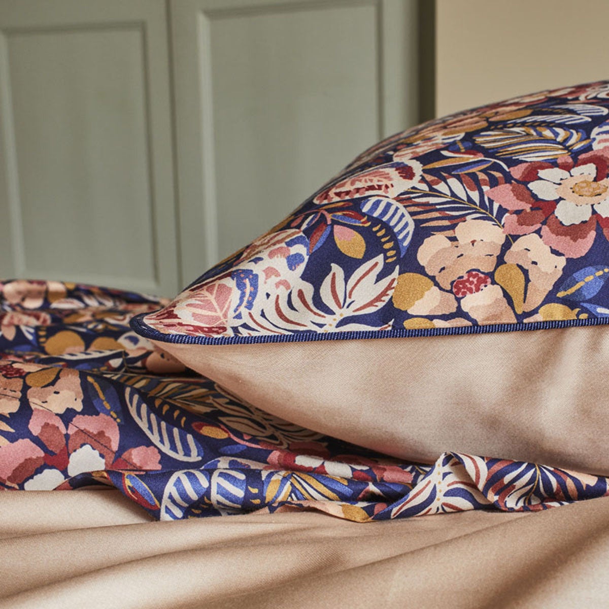 Housse de couette imprimée en satin de coton, Folk Flowers - 3