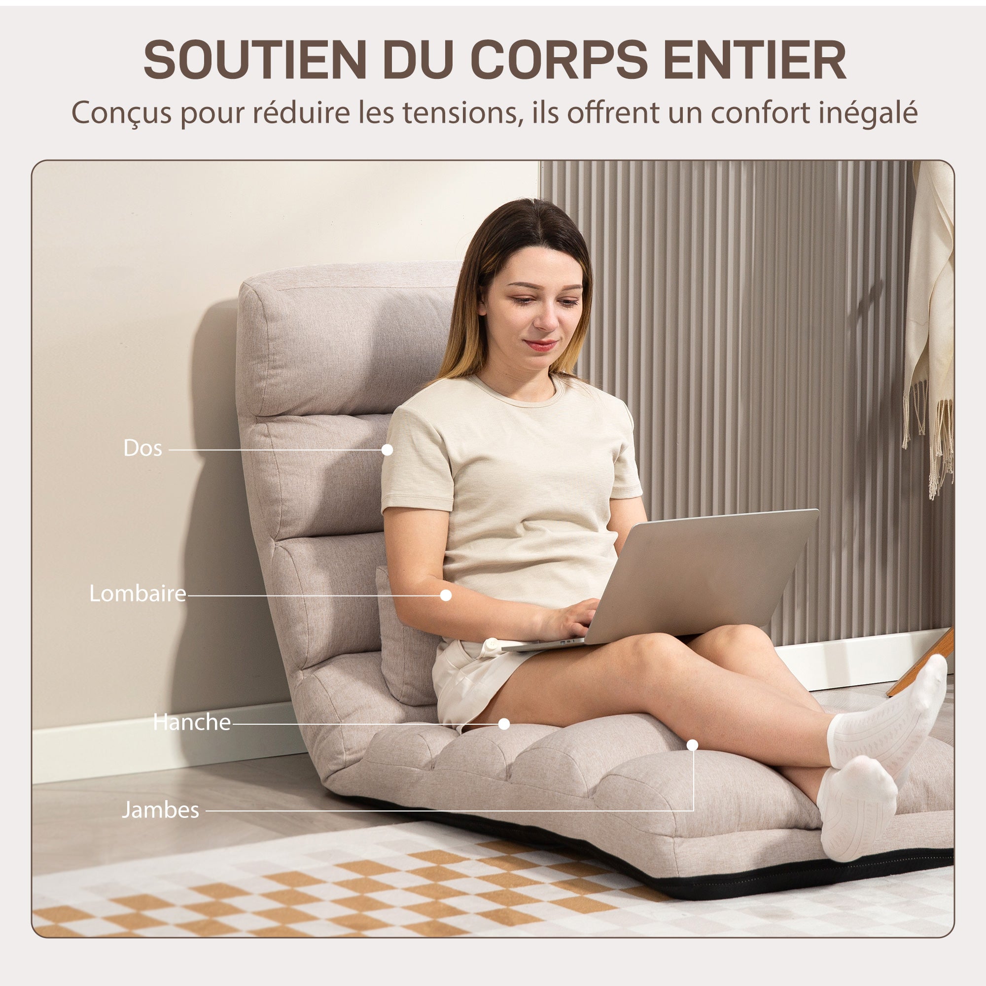 Fauteuil convertible 1 place Tissu aspect lin (100% polyester) HOMCOM - 6