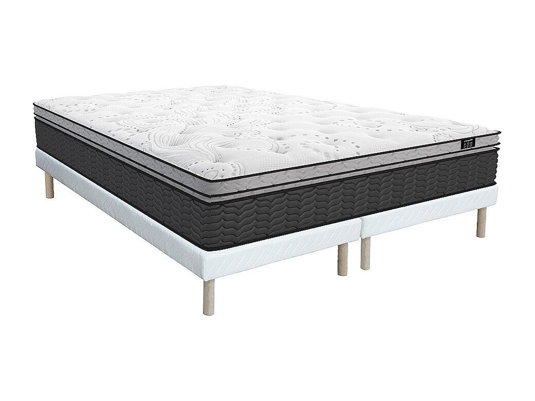 Zestaw stelaż + materac hybrydowy ze sprężynami kieszeniowymi i nakładką na materac hybrydowy GAMIANI marki YSMÉE gr. 35 cm - 180x200 cm