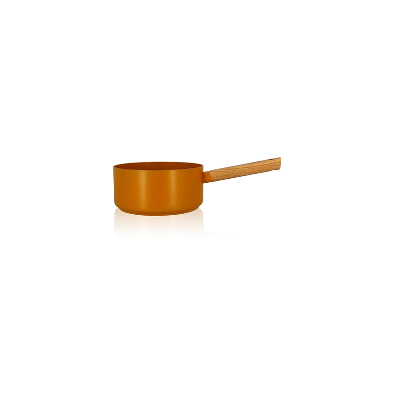 OGO LIVING - Padella ECTOR 24cm - 7930274 - alluminio rivestimento ceramica giallo con manico in legno