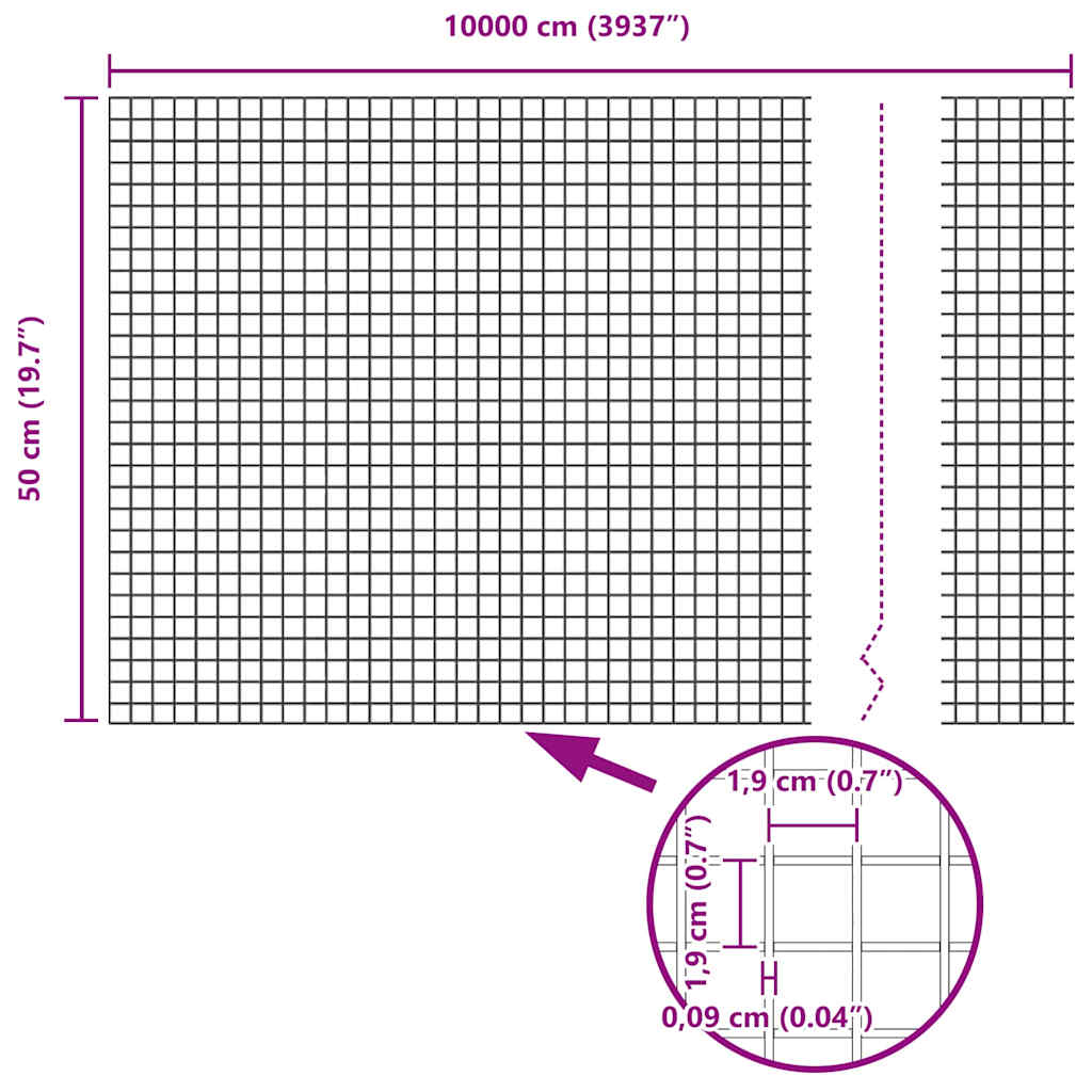 Clôture en fil d'acier soudé gris 0,5 x 100 m - COMFORTXL - 9