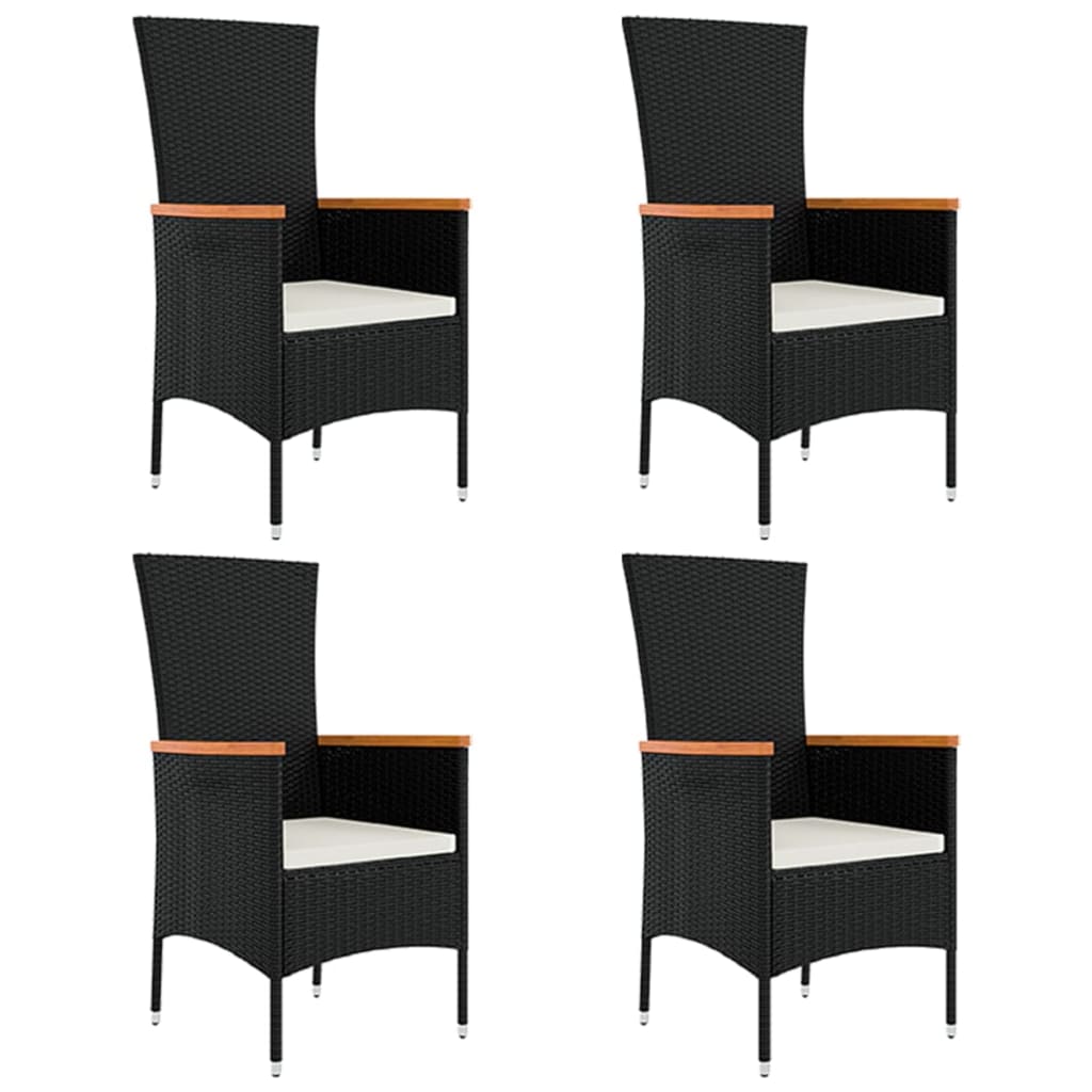 Maison Exclusive - Set da Pranzo da Giardino 5 pz Nero con Cuscini in Polyrattan - 4