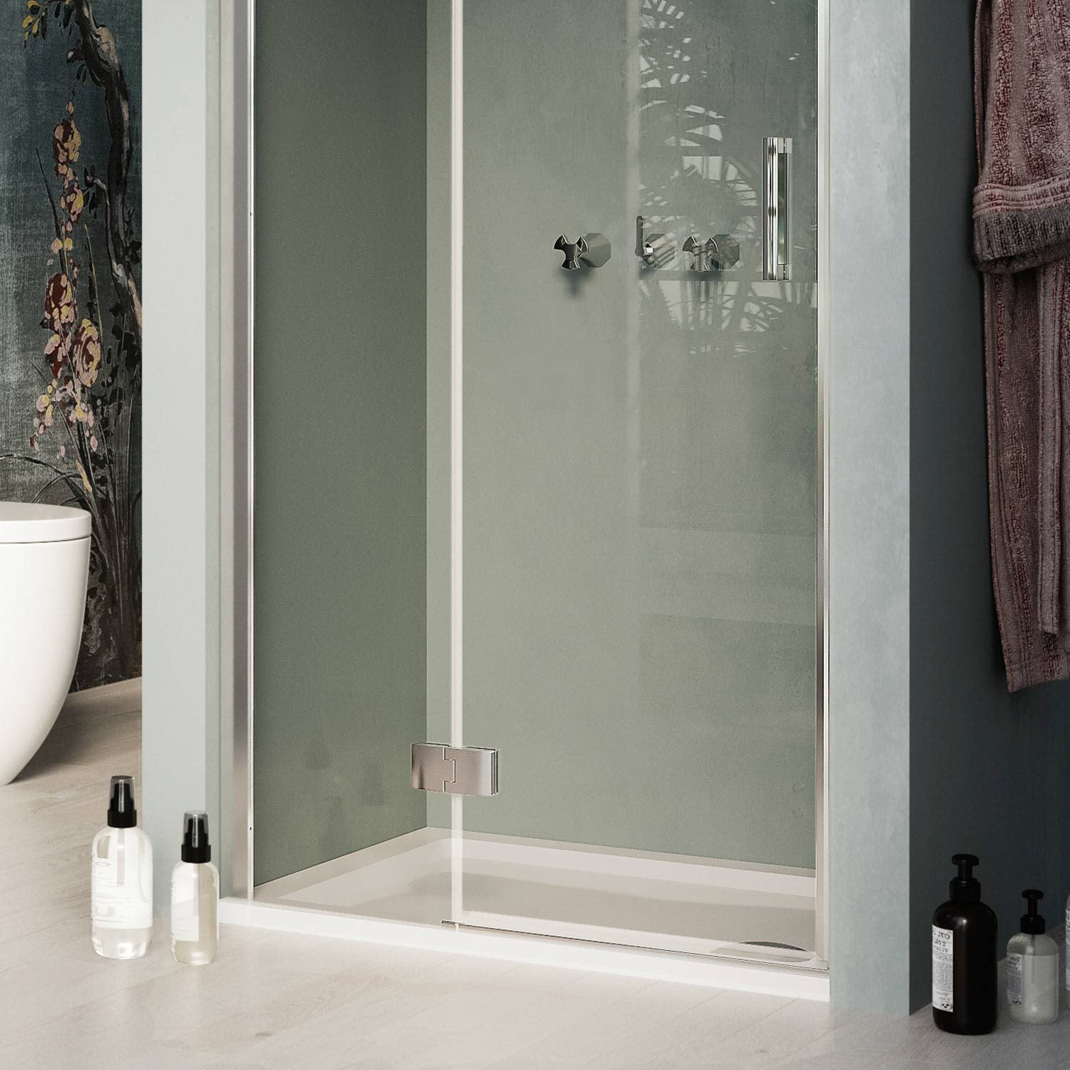 Porta Doccia 90CM H190 Vetro Trasparente con Easy-Clean mod. Flip Anta + Profilo - 5