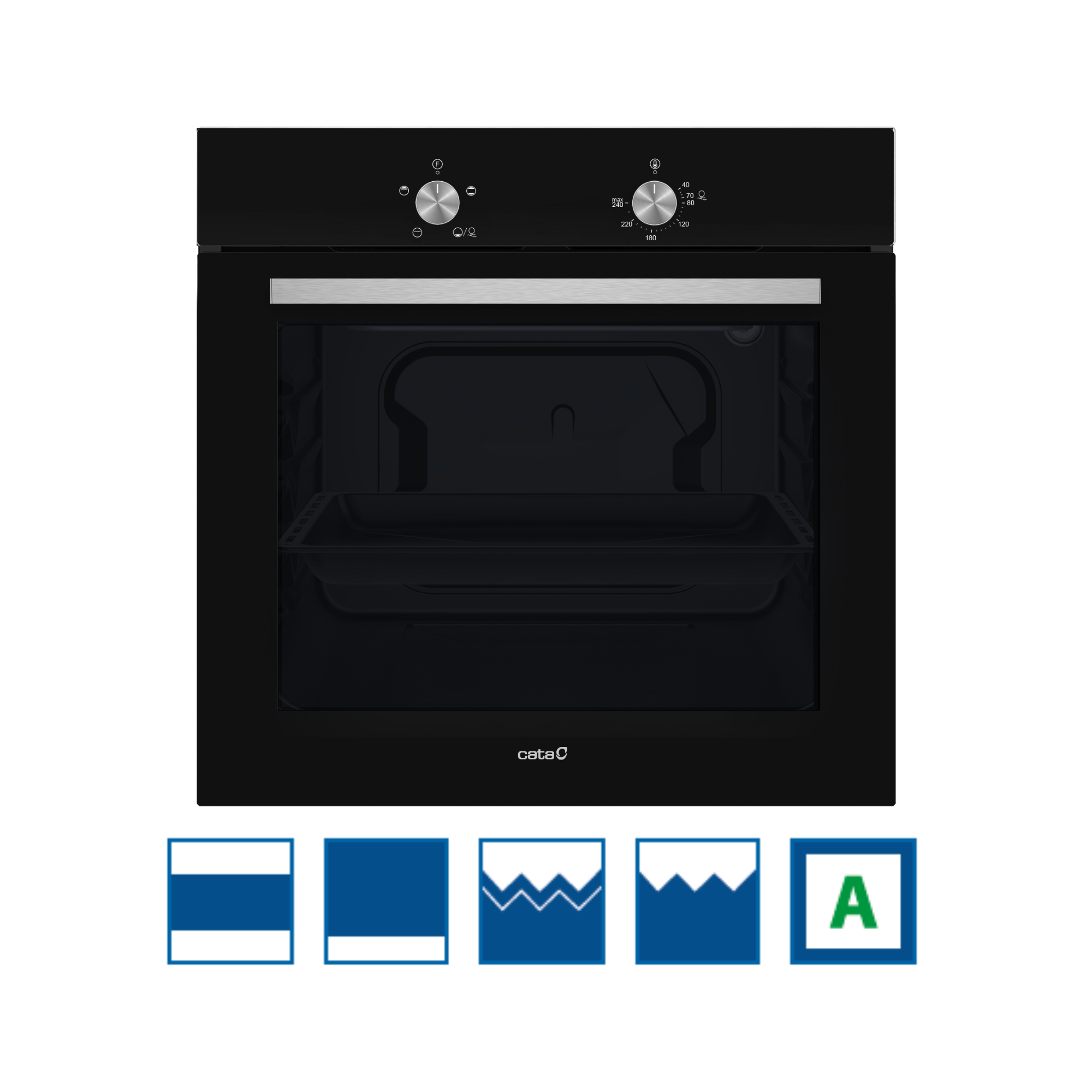 Horno Estático Cata SES 6004 BK Ancho 60 cm Capacidad 62L Bandeja 4 Funciones Fácil Limpieza 2