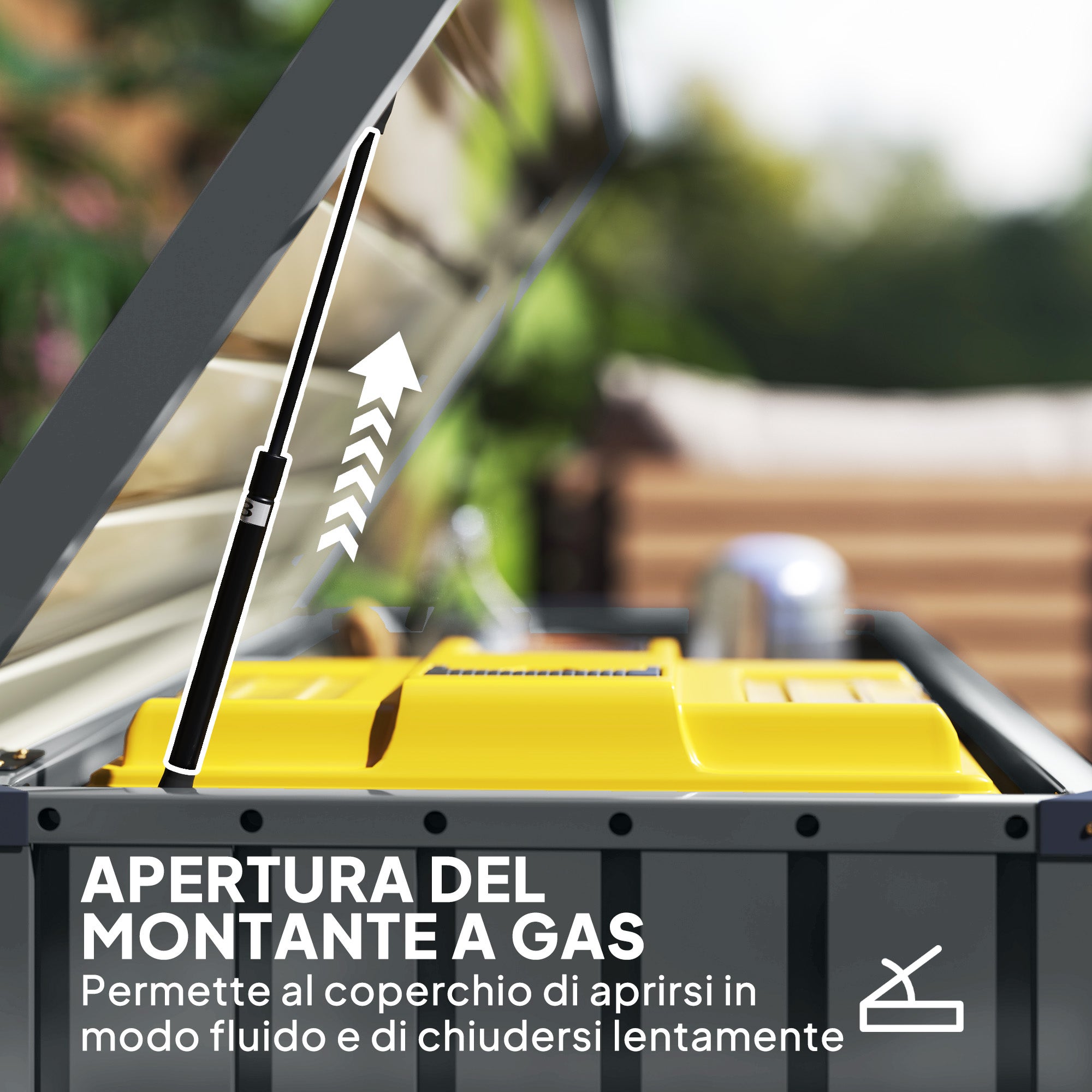 Outsunny Baule da Esterno da 400L in Acciaio Zincato con Serratura e 2 Chiavi 124x66x72 cm, Grigio Scuro - 4