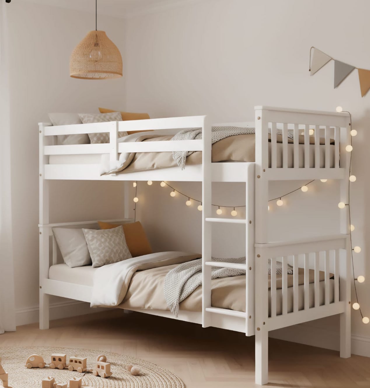 Muebles Ya  Litera De Madera Dos Camas Lacada, Litera De Madera De 90X190 Lacada-Litera Juvenil Dos Camas Blanca , Leroy Merlin