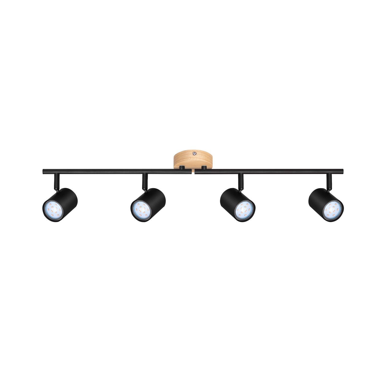 NETTLIFE Plafón LED de 4 llama - Plafón GU10 negro Foco giratorio Aplique de madera Foco de pared para salón dormitorio Sin bombilla - 9