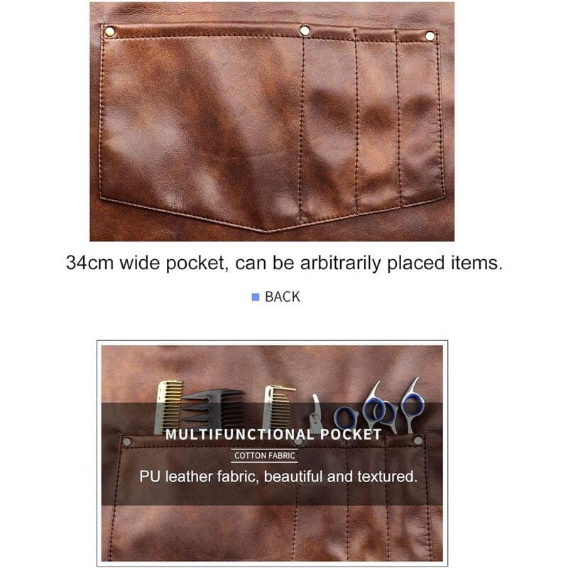Tablier de chef pour hommes femmes tablier en cuir imperméable avec poches sangles croisées pour cuisine barbecue cuisine barbier Barista tablier - 3